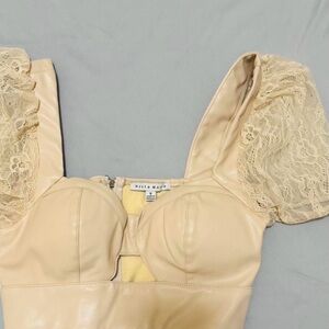 Beige Lace-Trimmed Women's Intimate Top